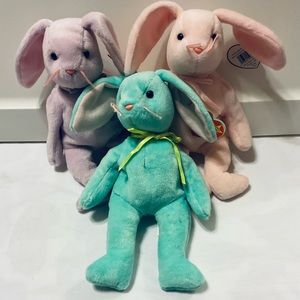 Ty trio of bunny rabbit beanies pair nice for Easter Floppity, Hippity, Hoppity